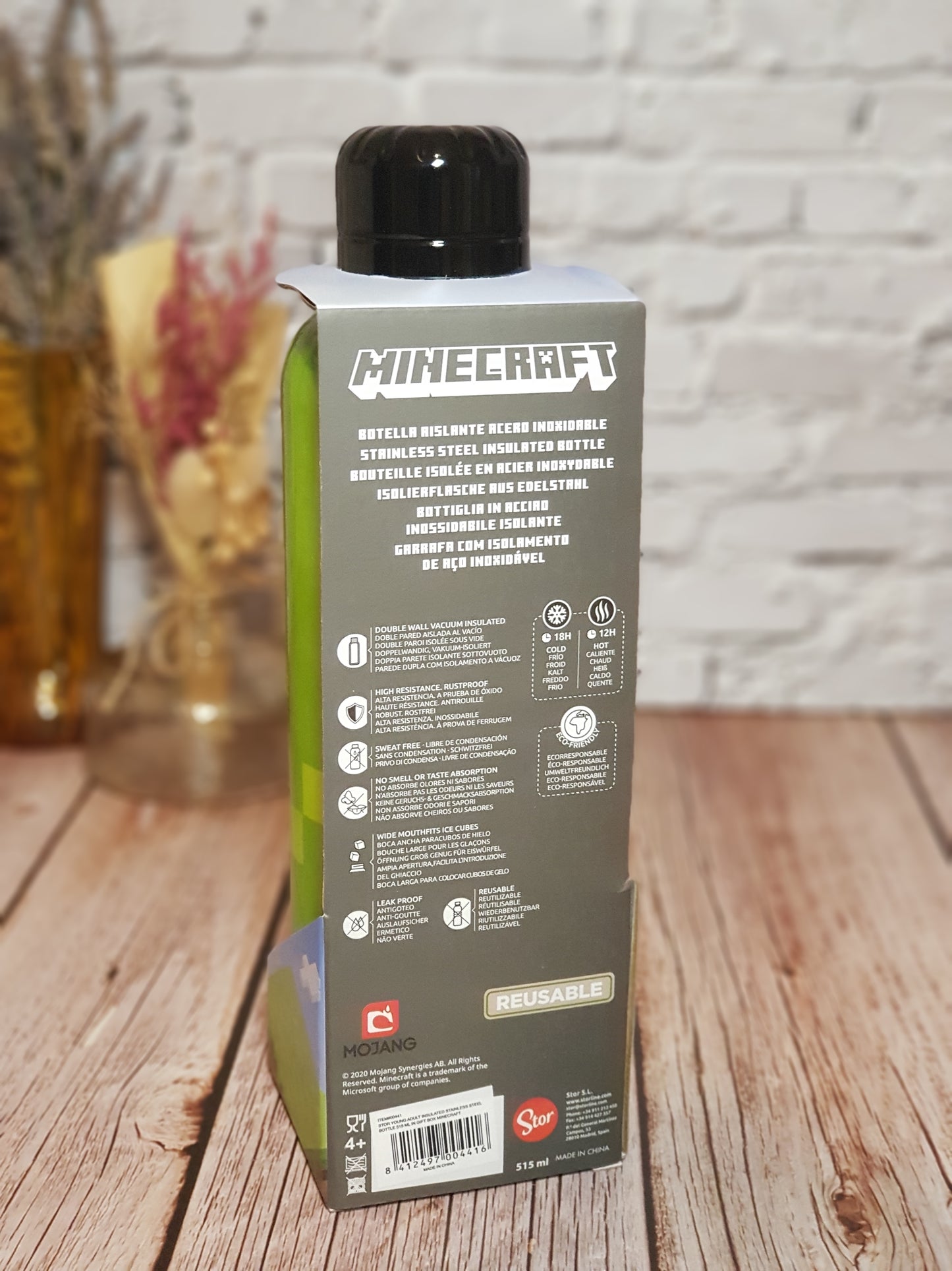 Bouteille Isotherme Minecraft « Acier inoxydable » - 515 ml | Design Officiel