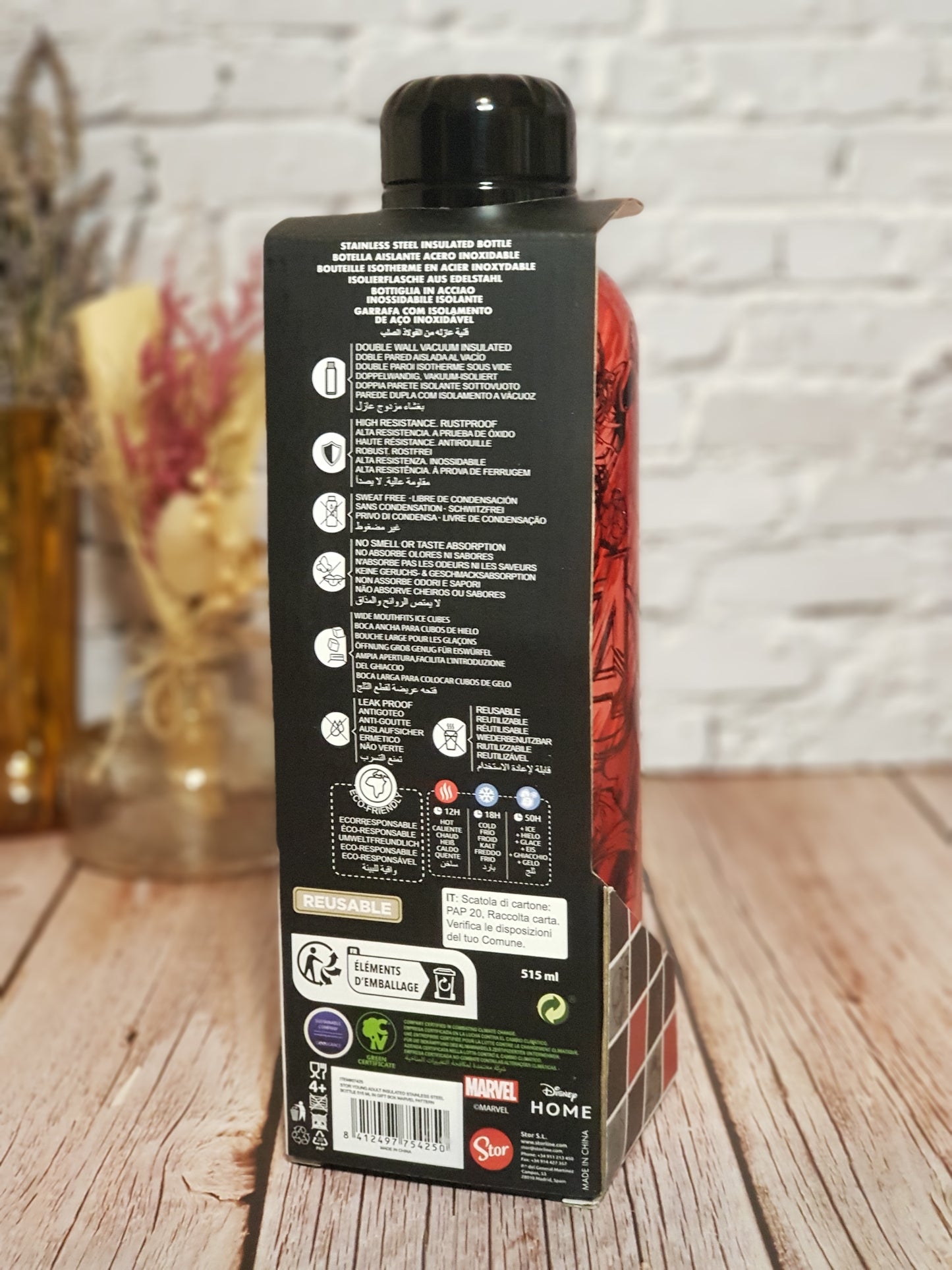 Bouteille Isotherme Marvel « Acier inoxydable » - 515 ml | Design Officiel